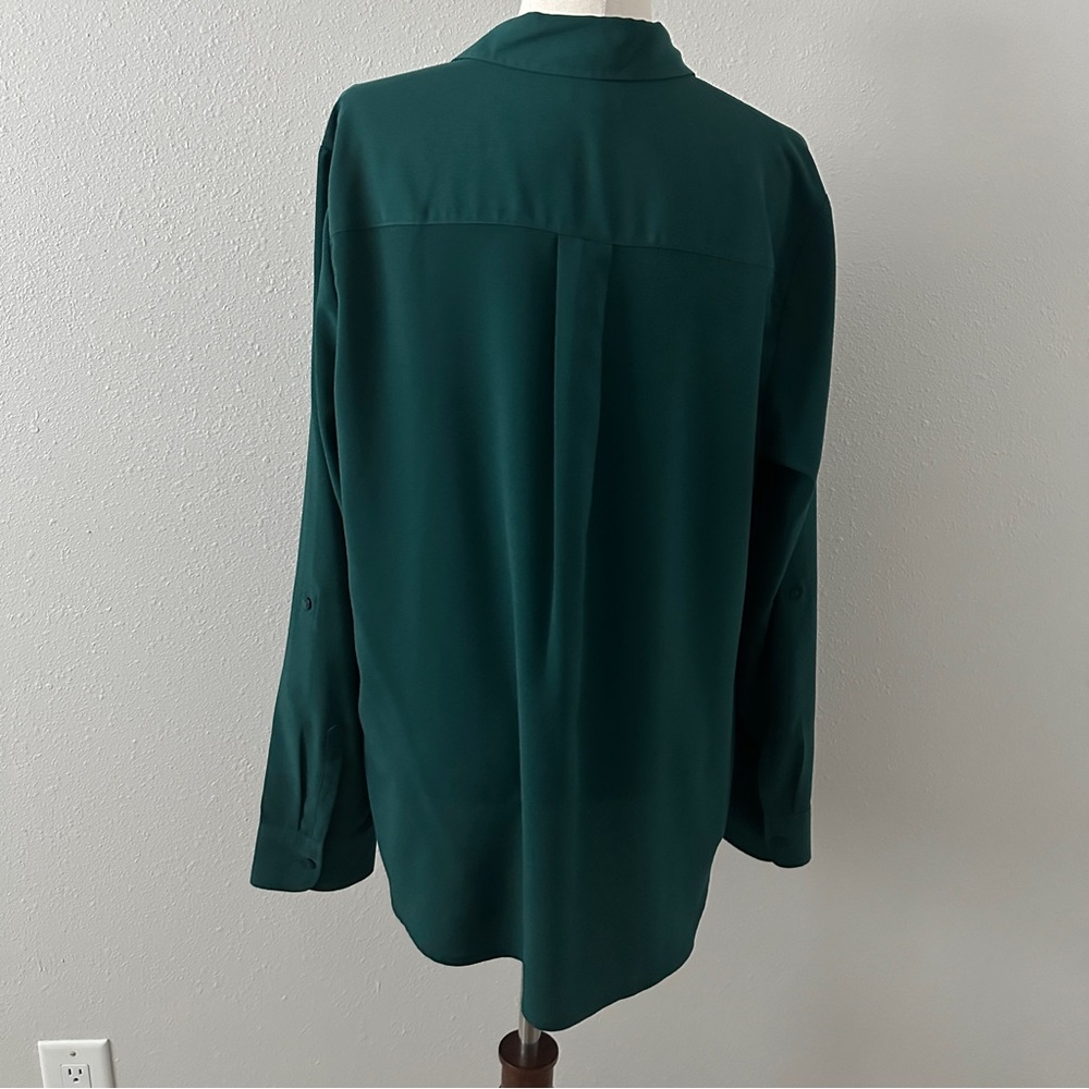 Talbots Deep Green Button-Front Blouse - image 2